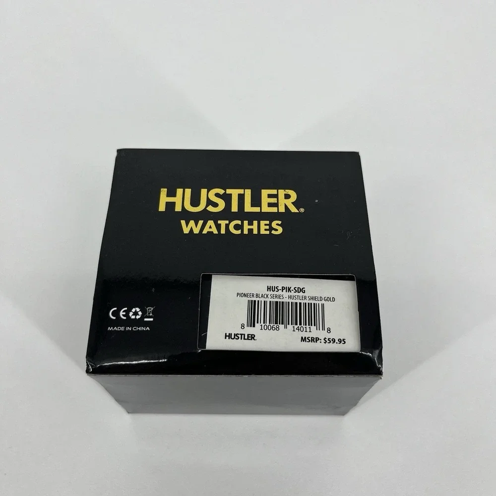Game Time Hustler Watch Pioneer Black Series Shield Logo Gold Men's Size New